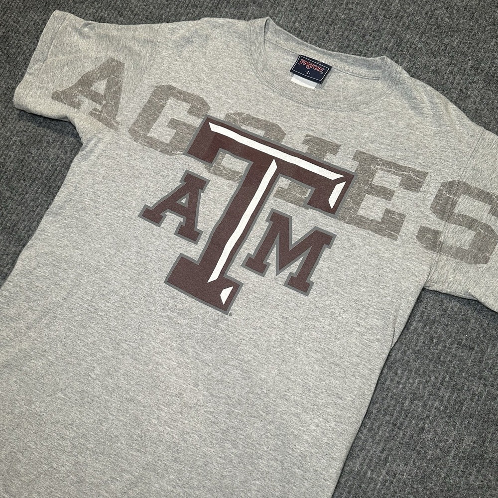 Y2K Texas A&M Aggies‎ Spell Out Jansport T shirt Size Small Collegiate